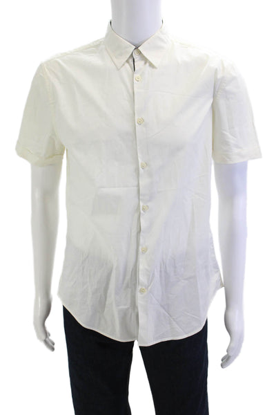 John Varvatos Star USA Men's Short Sleeves Button Down Shirt Cream Size M