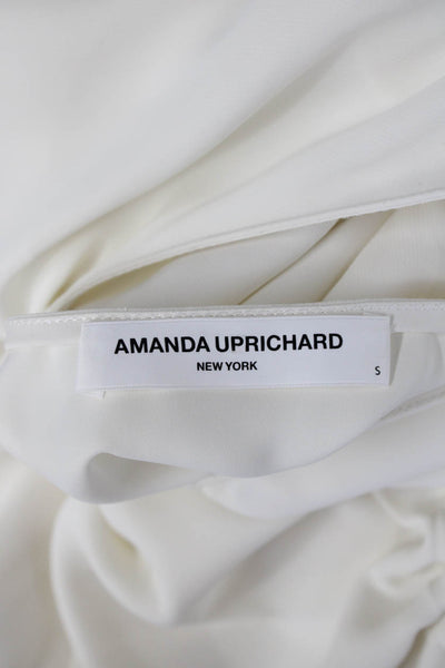 Amanda Uprichard Womens White Cotton V-Neck Sleeveless Blouse Drawstring Size S