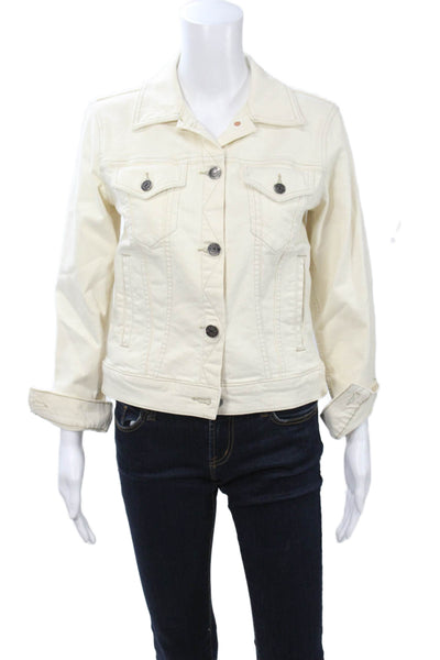 J Crew Womens Classic Collared Beige Cotton Blend Jacket Long Sleeve Size S