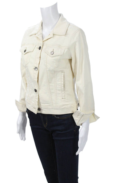 J Crew Womens Classic Collared Beige Cotton Blend Jacket Long Sleeve Size S
