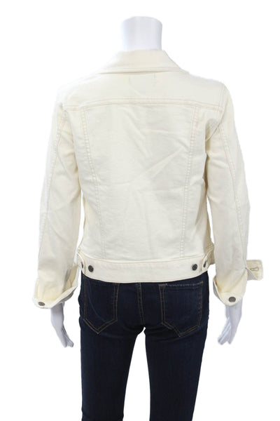 J Crew Womens Classic Collared Beige Cotton Blend Jacket Long Sleeve Size S