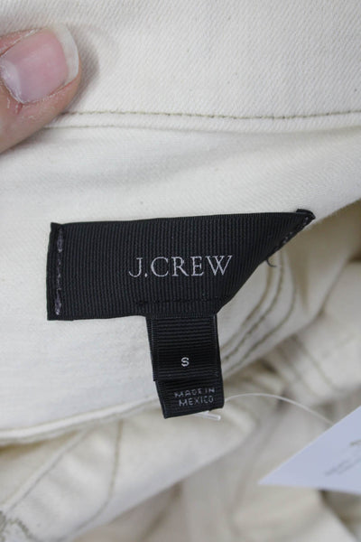 J Crew Womens Classic Collared Beige Cotton Blend Jacket Long Sleeve Size S