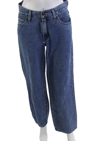 Levi Strauss & Co Unisex Straight Wide Leg Blue Cotton Lyocell Jeans Size 25
