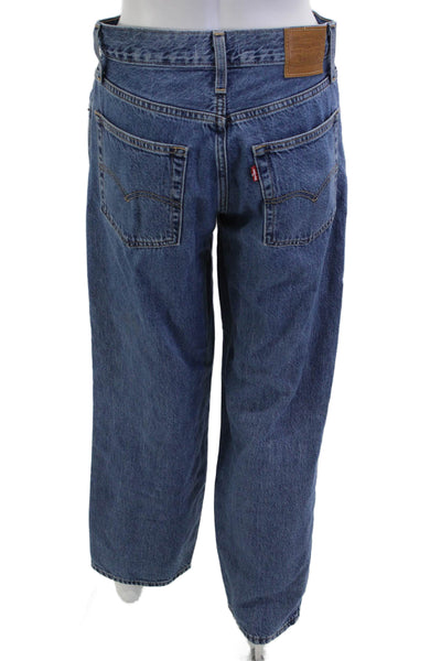Levi Strauss & Co Unisex Straight Wide Leg Blue Cotton Lyocell Jeans Size 25