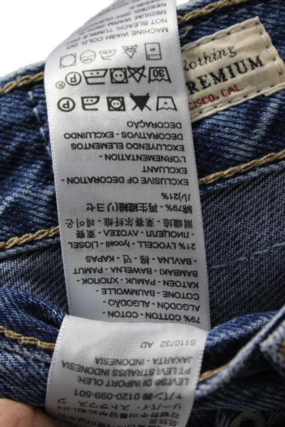 Levi Strauss & Co Unisex Straight Wide Leg Blue Cotton Lyocell Jeans Size 25
