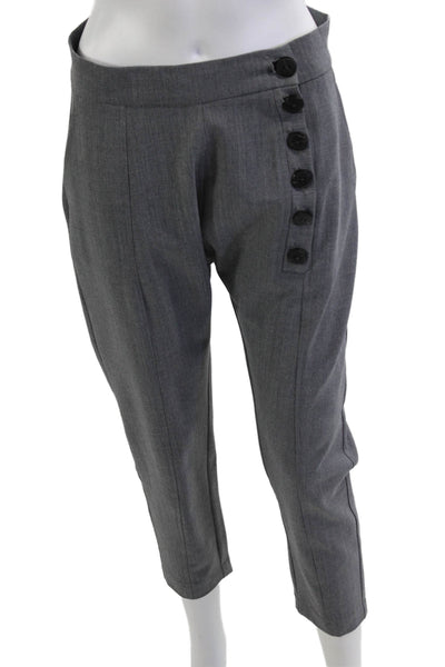 Danellys Women Ankle Cropped Dress Pants Gray Button Polyester Blend Size S