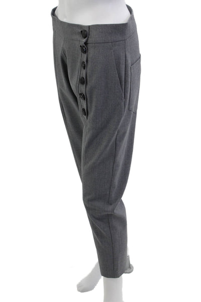 Danellys Women Ankle Cropped Dress Pants Gray Button Polyester Blend Size S