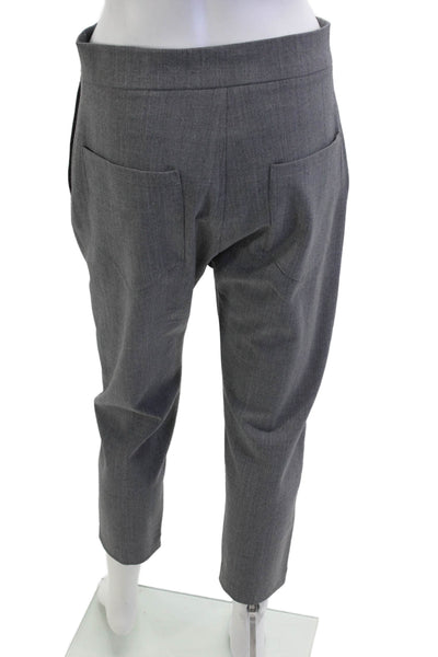 Danellys Women Ankle Cropped Dress Pants Gray Button Polyester Blend Size S
