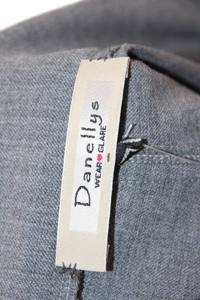 Danellys Women Ankle Cropped Dress Pants Gray Button Polyester Blend Size S