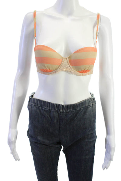 Andres Sarda Womens Striped NWT Bra Orange Size 32C