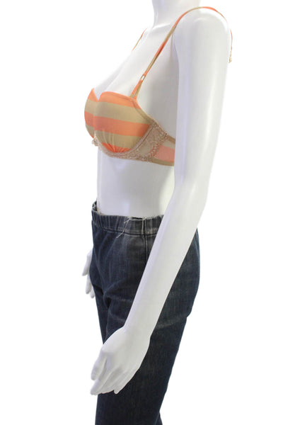 Andres Sarda Womens Striped NWT Bra Orange Size 32C