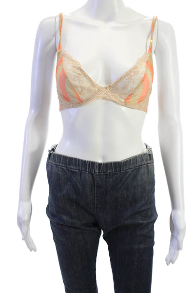 Andres Sarda Womens Striped NWT Bralette Orange Size 32C