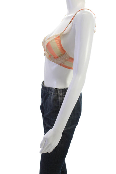 Andres Sarda Womens Striped NWT Bralette Orange Size 32C