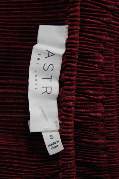 ASTR Womens Bohemian Square Neck Long Sleeve Red Blouse Polyester Size S