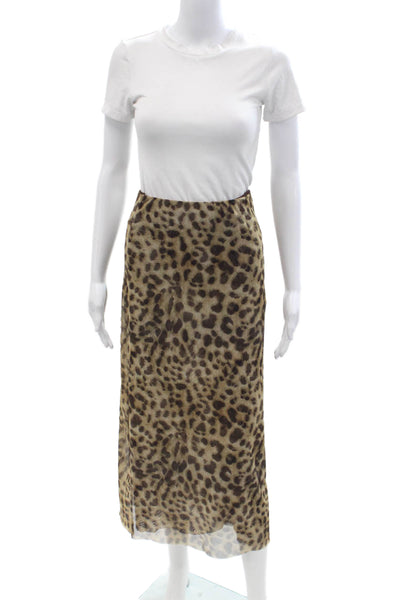 Zara Womens Straight Pencil Midi Animal Print Polyester Skirt Size M