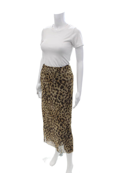 Zara Womens Straight Pencil Midi Animal Print Polyester Skirt Size M