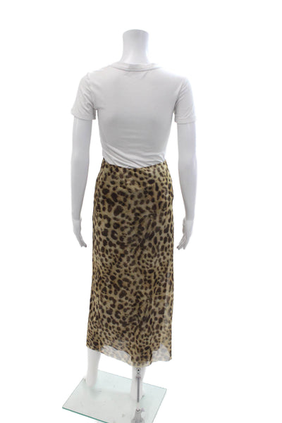 Zara Womens Straight Pencil Midi Animal Print Polyester Skirt Size M