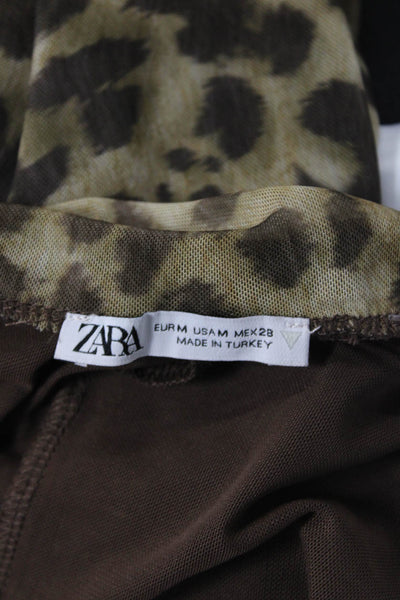 Zara Womens Straight Pencil Midi Animal Print Polyester Skirt Size M