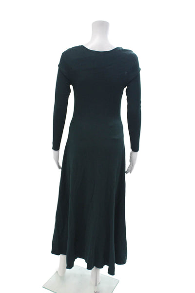 Zara Womens A-Line Maxi Dress Green Square Neck Long Sleeve Size M