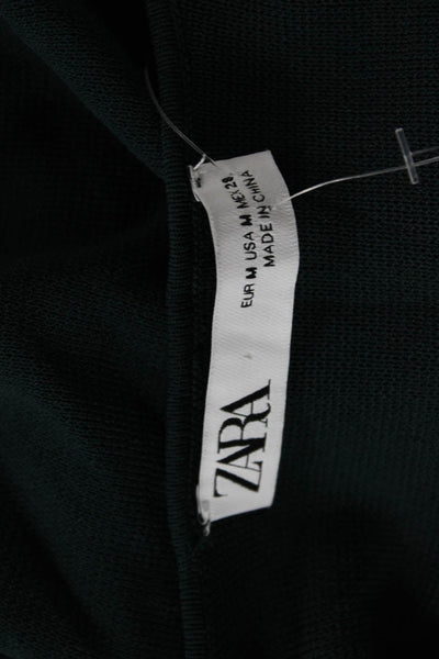 Zara Womens A-Line Maxi Dress Green Square Neck Long Sleeve Size M