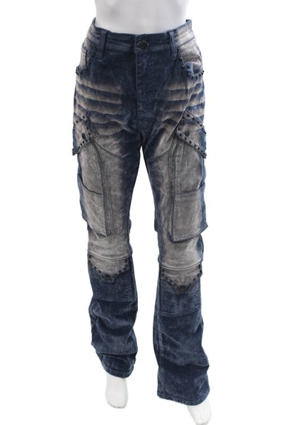 Vicious Jeans Mens Dark Blue Biker Cargo Pants Button Fly Size 36