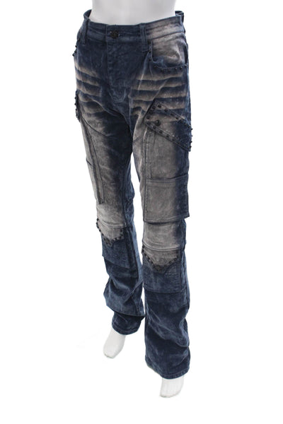 Vicious Jeans Mens Dark Blue Biker Cargo Pants Button Fly Size 36