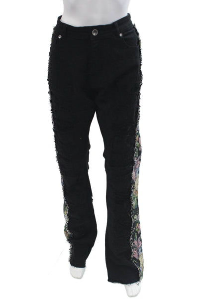 Focus Jeans Mens Straight Jeans Black Floral High Rise Boho Size 36