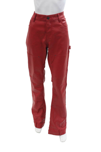 Valabasas Mens Cargo Carpenter Pants Red Polyurethane Button Biker Size 36