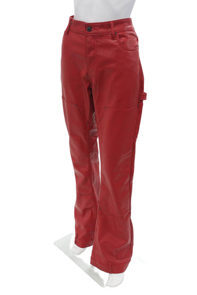 Valabasas Mens Cargo Carpenter Pants Red Polyurethane Button Biker Size 36