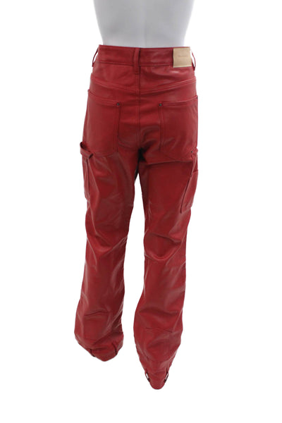 Valabasas Mens Cargo Carpenter Pants Red Polyurethane Button Biker Size 36