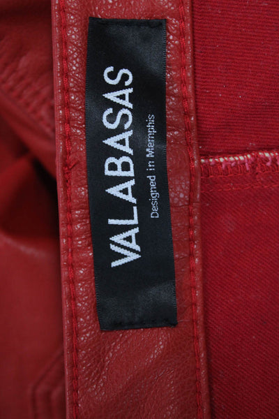 Valabasas Mens Cargo Carpenter Pants Red Polyurethane Button Biker Size 36