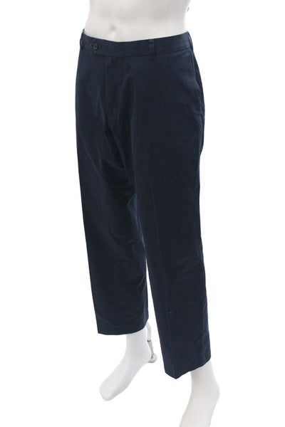 Brooks Brothers Mens Chino Pants Dark Blue 100% Cotton Solid Size 38