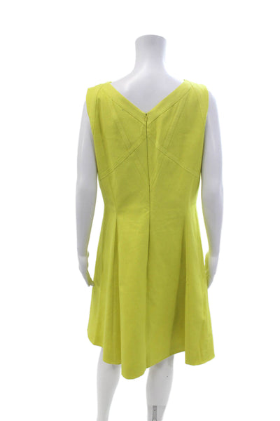 Karen Millen Women Yellow V-Neck Sleeveless A-Line Fit & Flare Dress Size 12