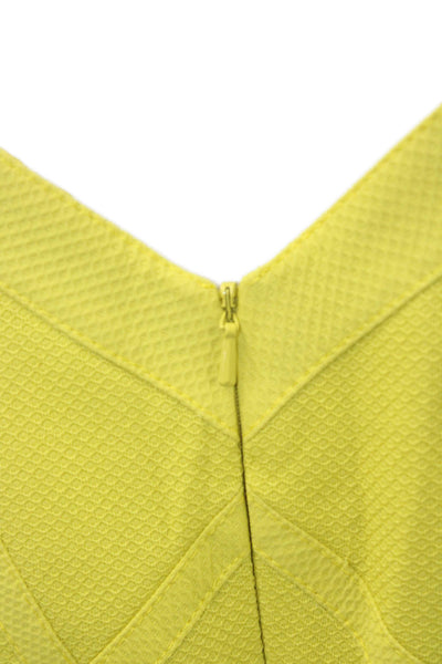 Karen Millen Women Yellow V-Neck Sleeveless A-Line Fit & Flare Dress Size 12