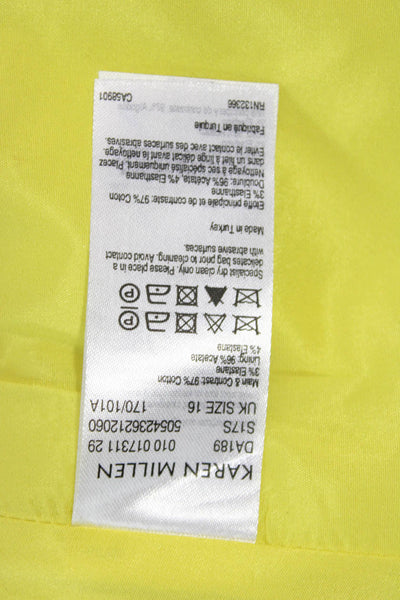 Karen Millen Women Yellow V-Neck Sleeveless A-Line Fit & Flare Dress Size 12