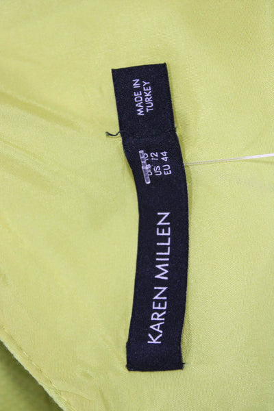 Karen Millen Women Yellow V-Neck Sleeveless A-Line Fit & Flare Dress Size 12