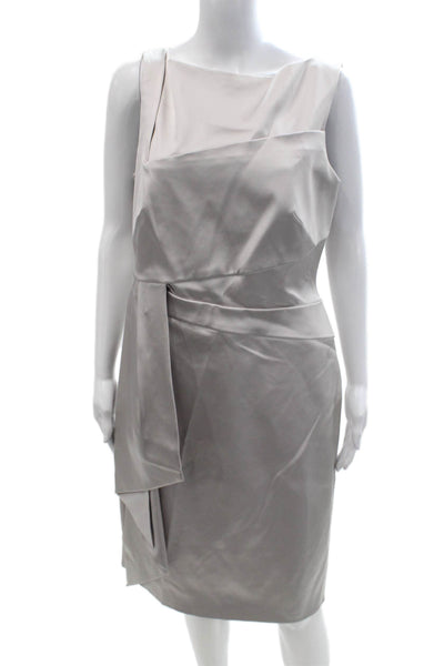 Karen Millen Womens Sheath Dress Gray Sleeveless Midi Zip Size 12