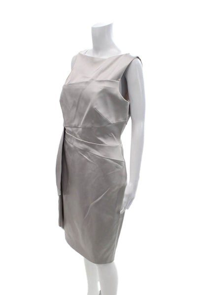 Karen Millen Womens Sheath Dress Gray Sleeveless Midi Zip Size 12
