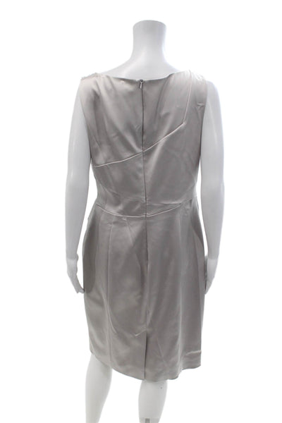 Karen Millen Womens Sheath Dress Gray Sleeveless Midi Zip Size 12