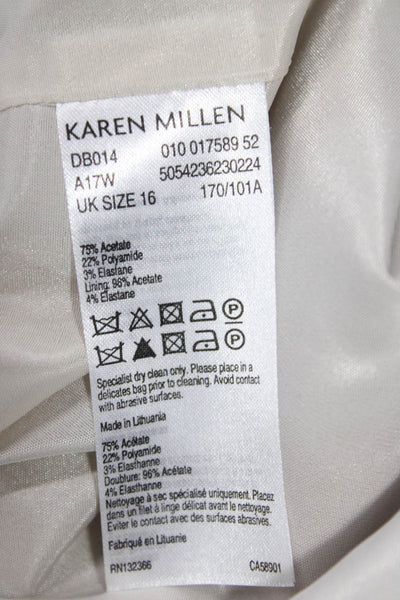Karen Millen Womens Sheath Dress Gray Sleeveless Midi Zip Size 12