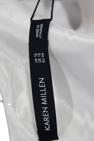 Karen Millen Womens Sheath Dress Gray Sleeveless Midi Zip Size 12