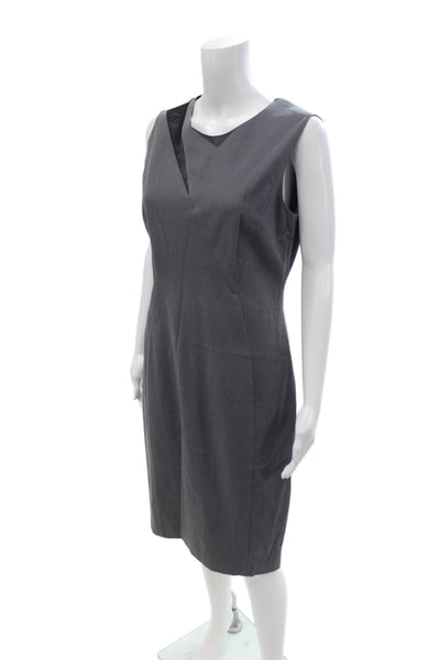 Elie Tahari Women Sheath Dress Dark Gray V Neck Sleeveless Short Zip Size 10