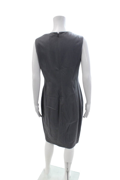 Elie Tahari Women Sheath Dress Dark Gray V Neck Sleeveless Short Zip Size 10