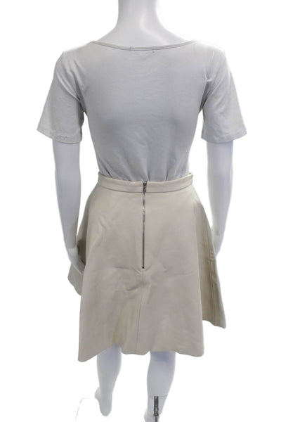 David Koma Women A-Line Pleated Skater Skirt Beige Polyester Knee Size 10