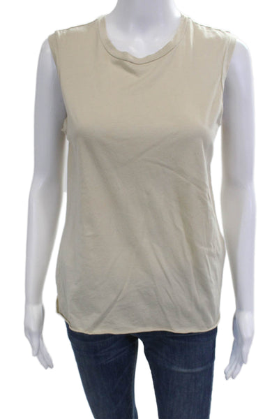 Nili Lotan Womens Beige Basic Tank Crew Neck Supima Cotton Size S