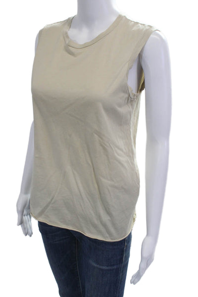 Nili Lotan Womens Beige Basic Tank Crew Neck Supima Cotton Size S