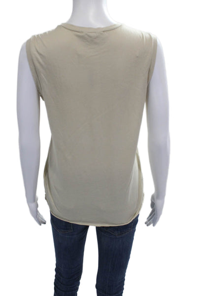 Nili Lotan Womens Beige Basic Tank Crew Neck Supima Cotton Size S