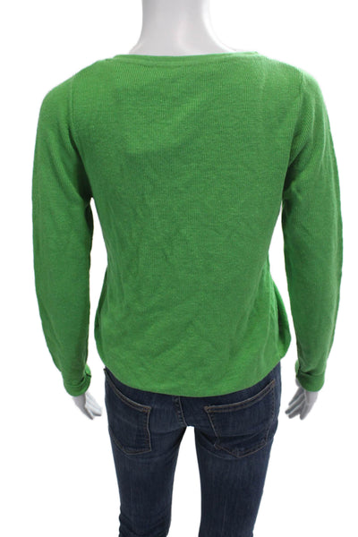 Venroy Unisex Cardigan Green Linen Long Sleeve Round Neck Size S