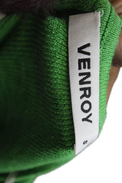 Venroy Unisex Cardigan Green Linen Long Sleeve Round Neck Size S
