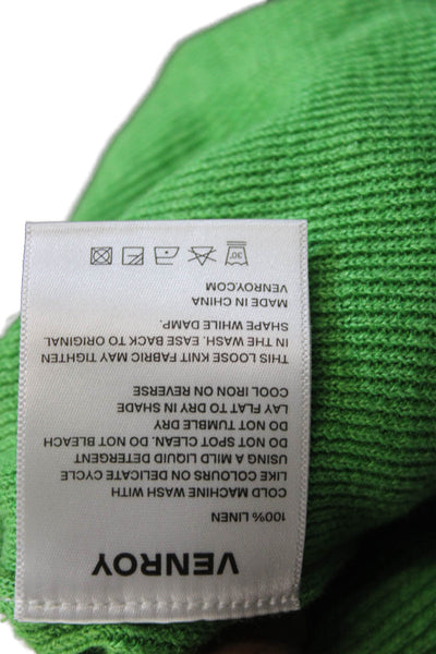 Venroy Unisex Cardigan Green Linen Long Sleeve Round Neck Size S